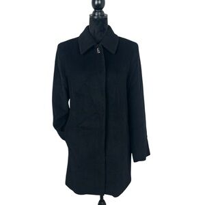 Liz Claiborne Elegant Womens Wool Blend Black Trench Coat